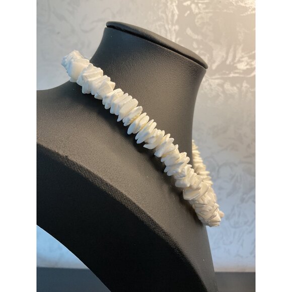 White Chipped Puka Shell Unisex Sea Necklace - Picture 2 of 4